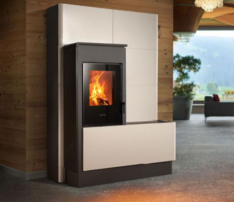 Stufa Ibrida Legna e Pellet E228 H, Infinity Plus installabile a Parete - Angolo, Piazzetta