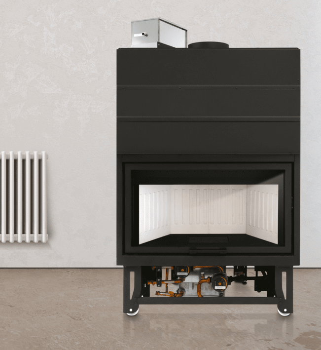 Termocamino Idroplus pronto per l'installazione ESA 80, ClimaCalor