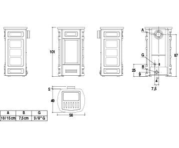 G958 C - Metano Stufa a gas ventilazione forzata Piazzetta