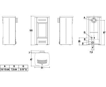 Disegno_tecnico_G958M-GPL_stufa a gas_Piazzetta