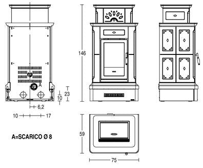 Disegno_tecnico_stufa a pellet_Canazei_Piazzetta