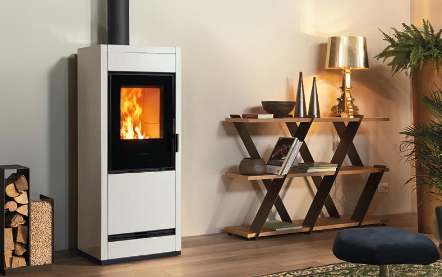 Stufa a Legna e Pellet E228 A, kit aria comburente inclusa, Infinity Plus Line installabile a Parete - Angolo, Piazzetta