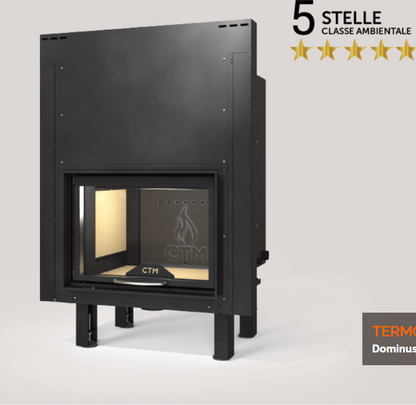 Termocamino a legna Dominus Gold versione Slim 22,  porta a scomparsa verticale, CTM