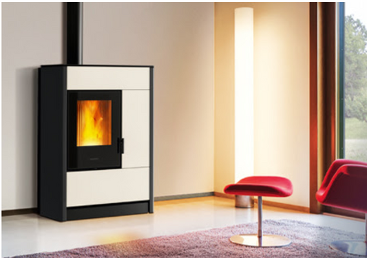 Stufa Ibrida Legna e Pellet E228 D-S Infinity Plus, installabile a Parete - Angolo, Piazzetta