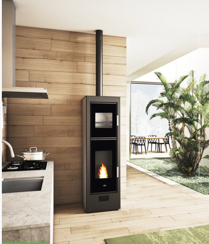 Stufa a Pellet modello Biscotto con forno, Eva Calor
