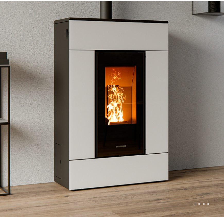 SlimQuadro Lumia Evo6 Cristallo stufa a convezione naturale, ventilata e canalizzabile, Thermorossi