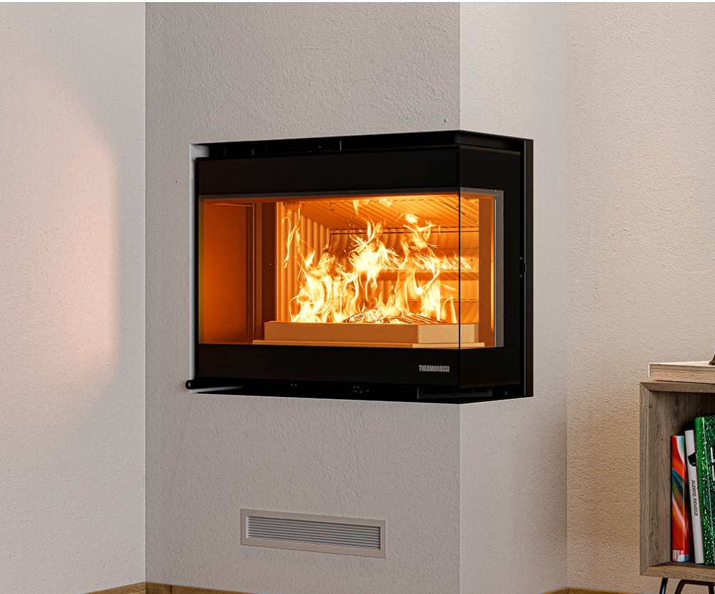 Panorama Evo6 angolare dx e sx  Inserti a legna a convezione naturale, ventilati e canalizzabili, Thermorossi