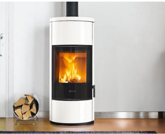 Stufa a legna modello E924 Hermetic - 5 Stelle - con rivestimento in Maiolica, Piazzetta