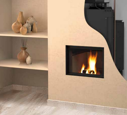 Termocamino a legna Basic Eco con scambiatore intergrato FULL LINK porta a scomparsa 20/24/30 kcl CTM