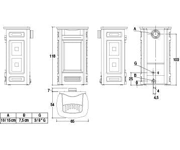 Disegno_tecnico_G963C-GPL_stufa a gas_Piazzetta