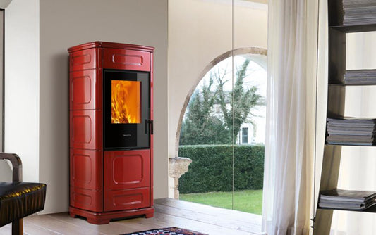 Stufa Ibrida Legna e Pellet E228 C, Infinity Plus Line installabile a Parete - Angolo, Piazzetta