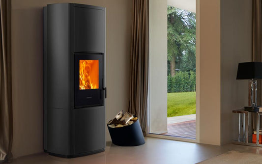 Stufa Ibrida Legna e Pellet E228 M-H, Infinity Plus Line installabile a Parete - Angolo, Piazzetta