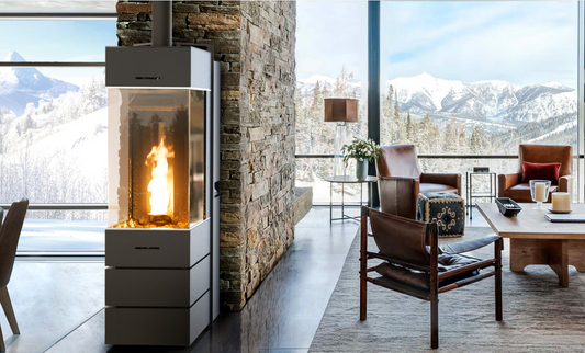 Bella Vista S2 Square Plus, con pietre decorative, stufa a pellet Thermorossi