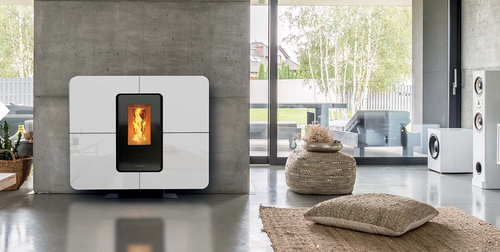 SlimQuadro 9 Cristallo stufa a pellet canalizzabile Thermorossi