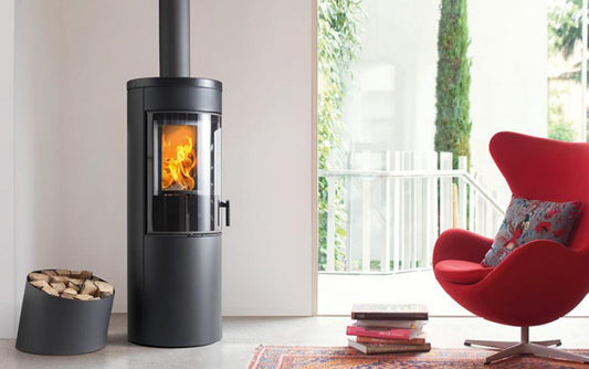 Stufa a Legna Trend Line E124 A Hermetic, con rivestimento in acciaio, Piazzetta